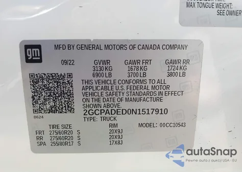 2022 Chevrolet Silverado 1500 2Wd Short Bed Rst from USA, damaged, VIN 2GCPADED0N1517910